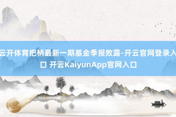 云開(kāi)體育把柄最新一期基金季報(bào)敗露-開(kāi)云官網(wǎng)登錄入口 開(kāi)云KaiyunApp官網(wǎng)入口